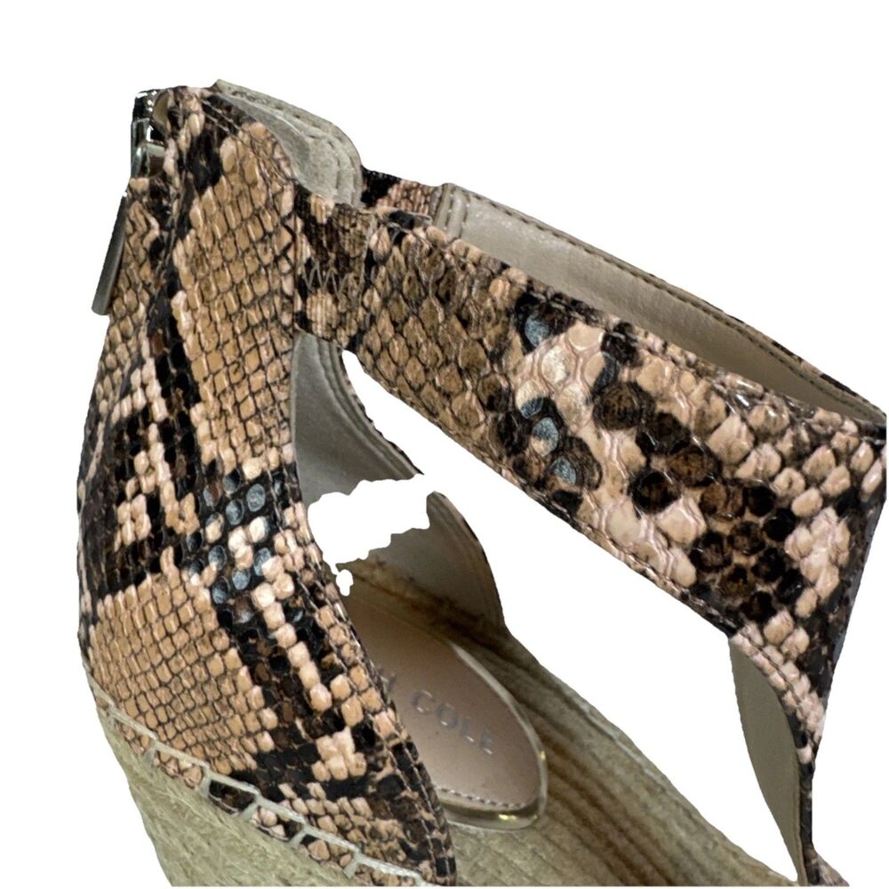 KENNETH COLE Olivia T Strap Sandals Wedge Snakeskin Vegan‎ Espadrille 9 - Picture 9 of 10